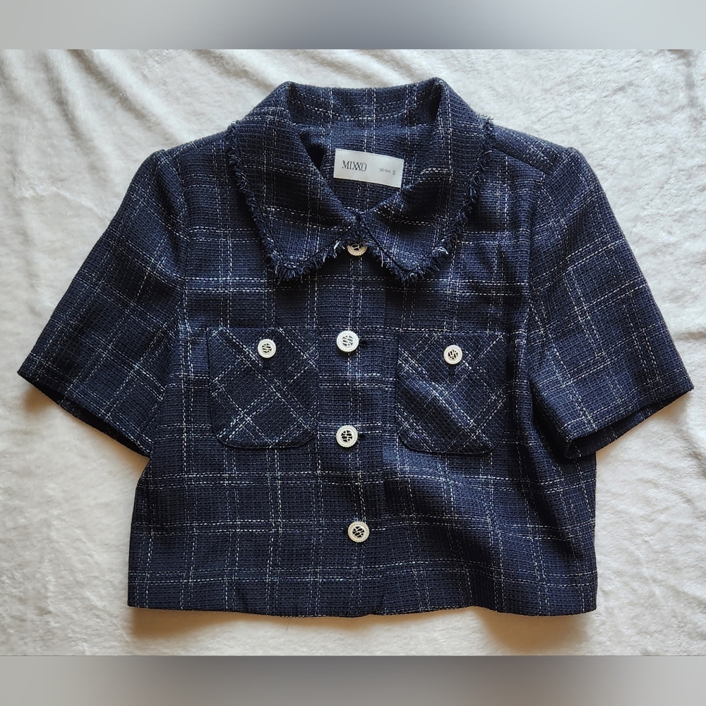 LIKE NEW Mixxo Navy Plaid Women's Jacket